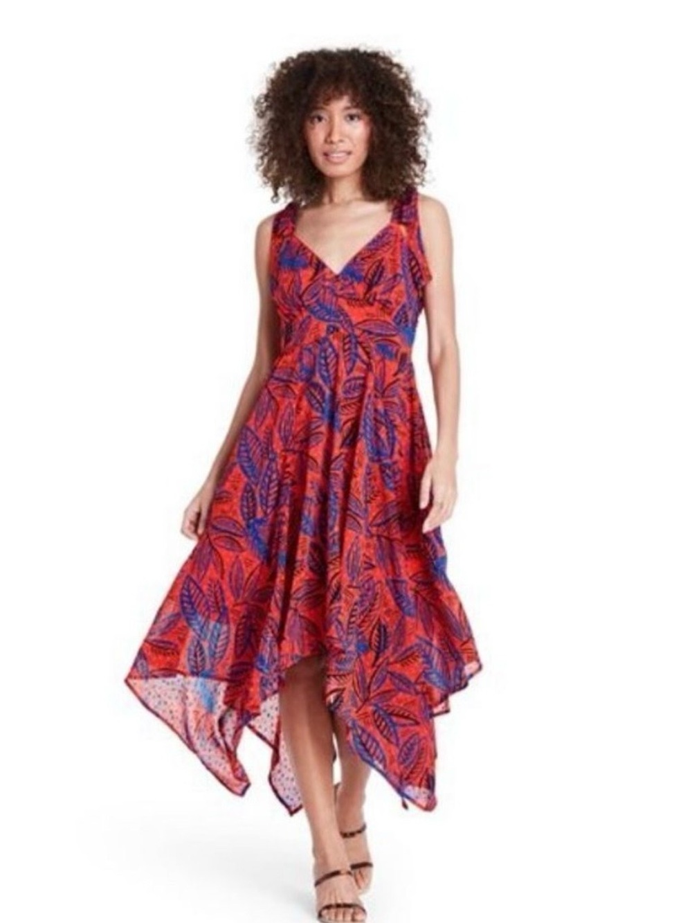Alexis Asymmetrical Dress in Red and Blue